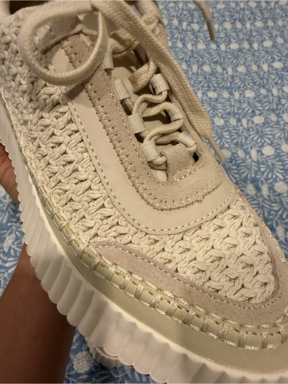 Dolce Vita Dolen Woven Platform Sneakers - Cream/Sandstone Women's Shoes - Picture 6 of 8